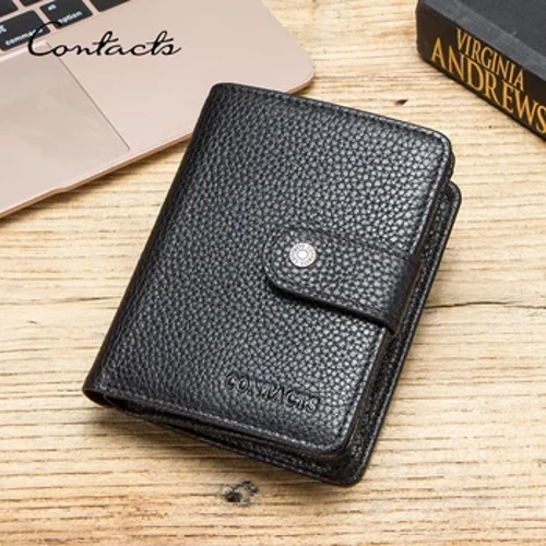 CYSYLLTWCH Â'S Gwirioneddol Lledr Dynion Waledi Deiliaid Cerdyn Triphlyg Retro Pyrsiau Coin Zipper Waledi Merched Clip Arian Bagiau Llaw Merched