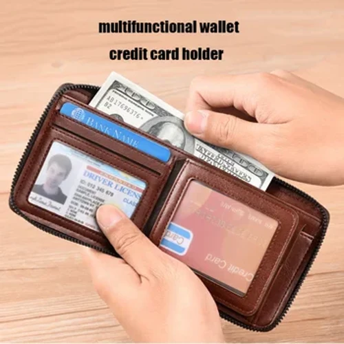 'Ili Kane 'Ake Kane Puke Kane Kane Zipper Kāleka Pa'a me ka Coin Pocket Rfid Wallets Nā makana no Mellet Kane Ki'eki'e Ki'eki'e.