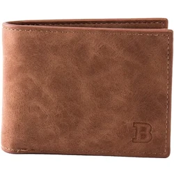 Carteira masculina de couro PU com bolso duplo com zíper e bolsa para porta-cartões de crédito