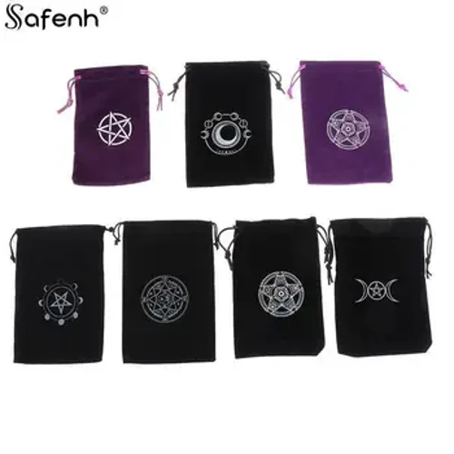 1 STK Velvet Tarots Oracle Cards Oppbevaringsveske Runer Constellation Witch Divination Tilbehør Smykker Terningpose Snørepose