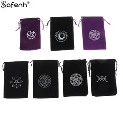 1PCS 벨벳 타로 오라클 카드 보관 가방 룬 별자리 마녀 운세 액세서리 보석 주사위 가방 Drawstring 주머니