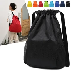 Drawstring Bag Backpack Malaking Kapasidad Babae Lalaki Wear Resistant Anti-splash Panlabas na Drawstring Lock Riding Solid Zipper Pocket