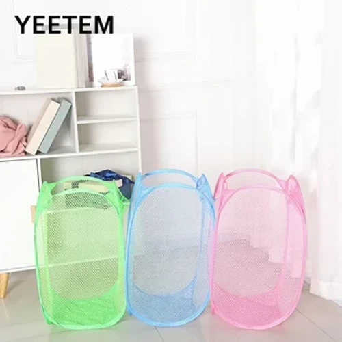 Saci zilnice cu șnur Magazin de umăr Coș pliabil 30 * 30 * 46 cm Coș cu plasă Pânze Coș de depozitare Saci