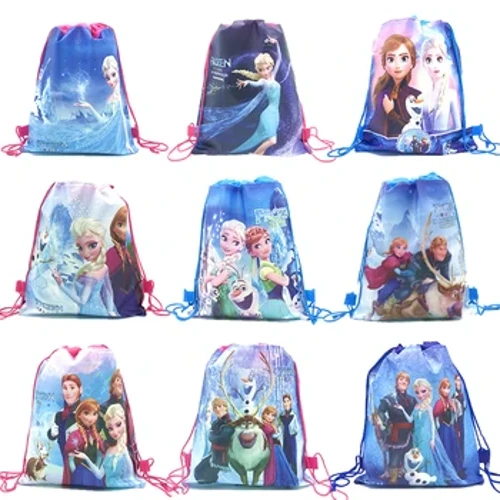 12 pçs congelado anna elsa princesa dos desenhos animados crianças saco de cordão mochila compras escola viajar sacos festa presentes