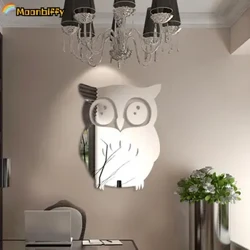 3D Tasarım Dekoratif Aynalar Baykuş duvar çıkartmaları Estetik Odası Dekor ayna çıkartmaları Oturma Odası Ev Espejos Decorativos