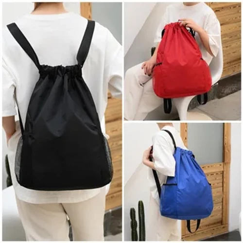 Männer Damen Drawstring Pocket Rucksak Neie Nylon Waasserdicht Rucksak Grouss Kapazitéit Drawstring Reesbeutel Fitness Sportsbag