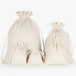 5 Kích Cỡ Vải Lanh Cotton Túi Dây Rút Thực Phẩm Kẹo Trà Túi Bảo Quản Nhà Bếp Trang Sức Đóng Gói Túi Bán Buôn