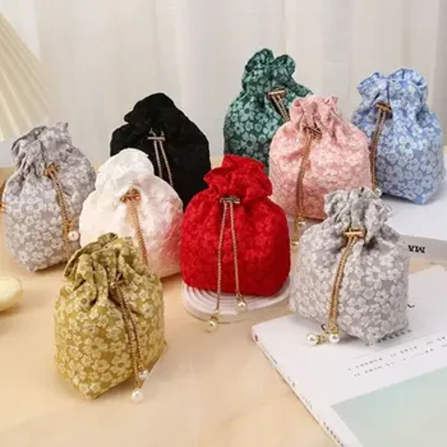 Chain Flower Drawstring Bag Malaking Kapasidad Pearl Gift Packing Bag Kasal Candy Bag Coin Purse Wallet Festive Sugar Bag