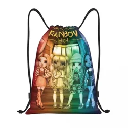 Rainbow High Drawstring Backpack სპორტული სპორტული ჩანთა მამაკაცებისთვის ქალთა მულტფილმი ანიმაცია სავაჭრო ტომარა