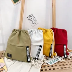 Sac à dos en toile pour hommes et femmes, décontracté, avec cordon de serrage, couleur unie, motif de lettres, sangles de dessin, fermeture, mode extérieur, nouvelle collection 2022
