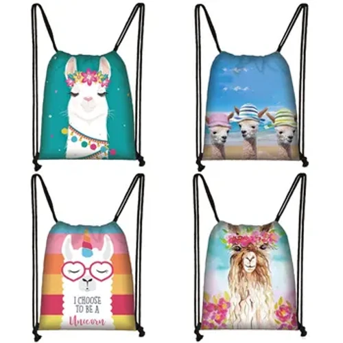 Witzeg Alpaca Drawstring Bag Softback Lama Rucksak Frae Reesbeutel Jongen Meedercher Canvas Späicherbeutel Kanner Bookbag Schonghalter