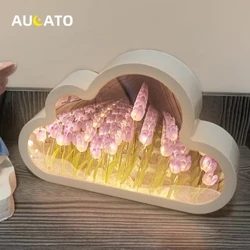 INS Ručno izrađeno DIY Cloud Tulip Mirror Mala noćna svjetiljka INS Srce za djevojku Dekoracija radne površine za dnevnu sobu Rođendanski dar Blagdanski dar