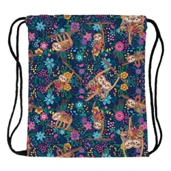 Mochila com estampa de preguiça, dobrável, à prova d'água, com cordão, para esportes ao ar livre, fitness, bolsa de armazenamento, corda grossa, poliéster