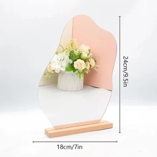 Akrilno nepravilno ogledalo za dekoracijo doma DIY Office Makeup Desktop Ornament Decoration Stoječe ogledalo