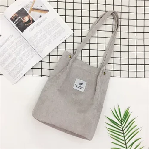 Sac en velours côtelé pour femmes, sacs à main de stockage environnemental, sac fourre-tout à bandoulière en toile réutilisable, sacs d'école pour filles