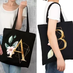 Hoa bảng chữ cái Phụ nữ Canvas Mua sắm túi tote Công suất lớn Sinh viên Máy vệ sinh Người tổ chức Túi thư hàng bình thường