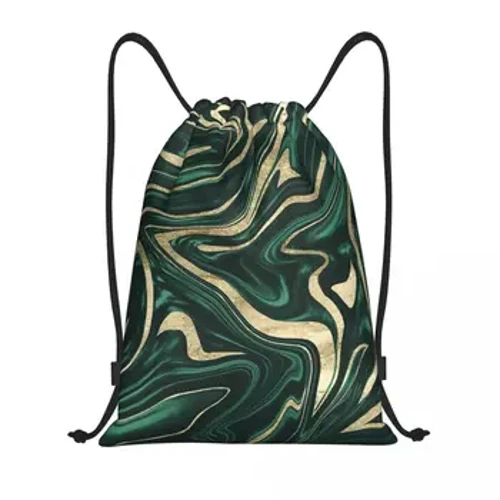 Custom Emerald Gwyrdd Black Aur Marble Drawstring Bagiau Drawstring ar gyfer Hyfforddi Backpacks Yoga Dynion Merched Chwaraeon Campfa Sackpack