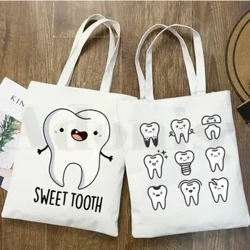 Tooth and Dentist Graphic Estetic Funny Modne Torbe Torbe za rame Casual Shopping Djevojke torba za žene Elegantna platnena torba