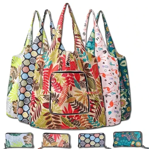 Túi mua sắm Thời trang di động các bản in khác nhau và công suất lớn thuận tiện 190t nylon dễ dàng gấp gói du lịch cần thiết