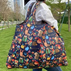 Sacos de compras reutilizáveis, grandes sacos de compras laváveis, dobráveis, ecológicos, de nylon, bolsas de bolso resistentes
