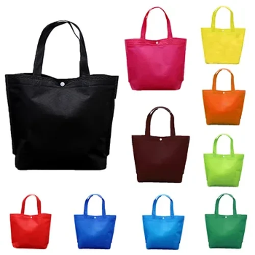 Bagong Arrival Quality Reusable Foldable Button Shopping Bag Matibay Non-Woven Tote Pouch Storage Handbag Grocery Eco Friendly Bag