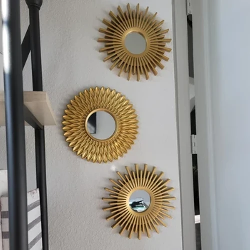 Altın Aynalar Duvar Dekor için 3 Set Asılı Süsleme Sanat El Sanatları Malzemeleri Ev Yatak Odası Banyo için Küçük Yuvarlak Dropshipping