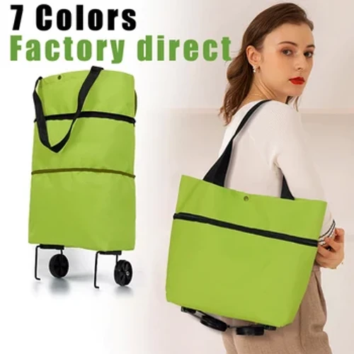 Borsa per carrello della spesa pieghevole con ruote Borsa per carrello grande in tessuto riutilizzabile per borse in tessuto ecologico Borsa per carrello per supermercato