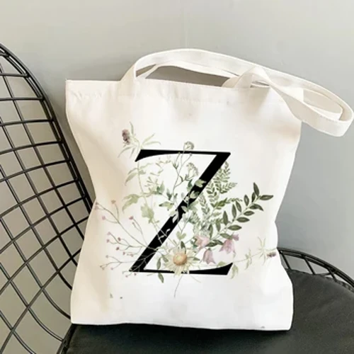 Planhigion Argraffu Bag Cynfas Bag Ysgwydd Merched Ffasiwn Llythyr Cotwm Siopa Siopwr Bagiau Llaw Merched Bagiau Tote i Ferched 2021