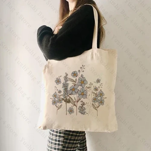 Sac fourre-tout à motif floral fourre-tout à fleurs sauvages sacs à provisions en toile cadeau pour femmes fourre-tout sacs cadeaux d'anniversaire sac fourre-tout cadeau de mariée
