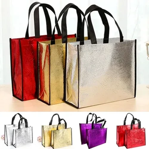 Fraen Wiederverwendbare Shopping Bag Grouss Kapazitéit Canvas Reeslagerbeutel Laser Glitter Weiblech Handtasche Epicerie Canvas Tote Eco Bag
