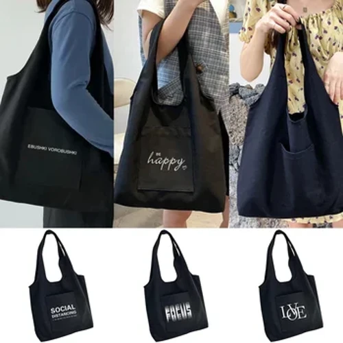Einkaufstaschen, Schultertasche aus Canvas, Damenhandtasche, Textserie, große Taschen, tragbare Einkaufstasche aus reiner Baumwolle