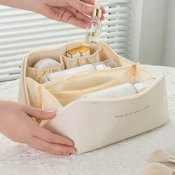 Malaking Travel Cosmetic Bag para sa Babae Leather Makeup Organizer Pambabae Toiletry Kit Bags Make Up Case Storage Pouch Luxury Lady Box