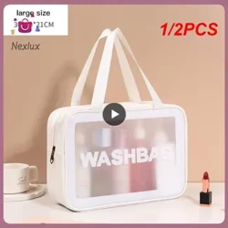 1/2PCS Bag Cosmetig Tryloyw PVC Menywod Zipper Bagiau Colur Clir Achos Harddwch Teithio Trefnydd Colur Storio Bath Toiletry