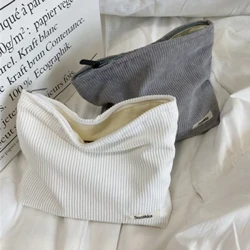 Corduroy reismake-up tas, draagbare make-up opbergtas, portemonnees, dames, grote capaciteit, ritssluiting, make-up organizer, opbergtas