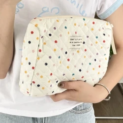 Thời trang Chấm Bi Nhiều Màu Sắc Dung Tích Lớn Đựng Mỹ Phẩm Túi Chần Gòn Túi Tote Du Lịch Trang Điểm Túi Bảo Quản Nữ Cotton Túi Xách Quà Tặng