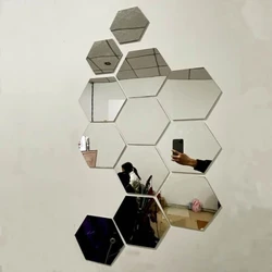 Kibandiko cha Kioo cha 3D cha Kioo cha Heksagoni cha Ukutani cha DIY TV Mandharinyuma Mandhari ya Sebuleni Vibandiko vya Ukutani Mapambo ya Chumba cha kulala Mapambo ya Nyumbani