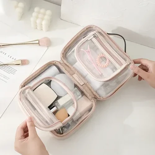 Späichere Waasserdicht Kosmetikbeutel Duebelschicht Make-up Pinsel Lagerung Multifunktionell Grouss Kapazitéit Lady Rees Kloer Make-up Poschen