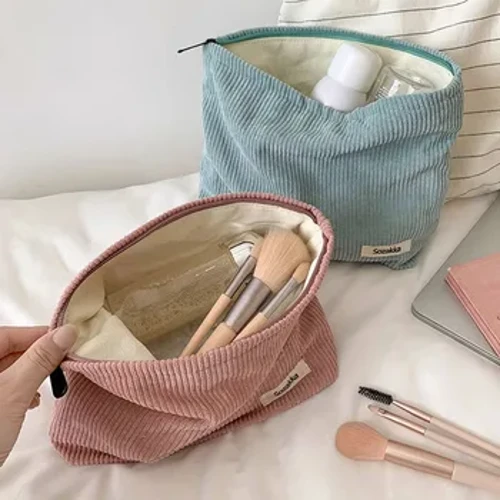 Žena Velká měkká toaletní taška na make-up Módní manšestr Držák na peněženku Organizér na peněženku Dámské potřeby Kosmetické taštičky Taštička