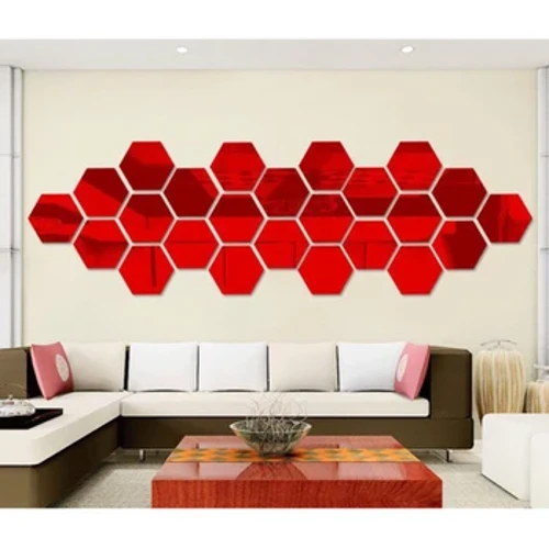 Nálepka so zrkadlom na stenu Hexagon Decal Home Decor Samolepiace samolepky so zrkadlom Dekorácia na stenu Umelecká dekorácia na stenu 126 mm veľká