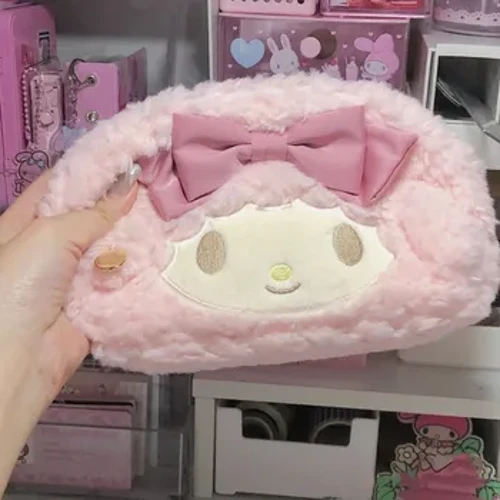 Sanrio Giai Điệu Sang Trọng Trang Điểm Học Sinh Hoạt Hình Dễ Thương Văn Phòng Phẩm Túi Bảo Quản Bé Gái Công Suất Lớn Dây Kéo Đàn Piano Thịt Cừu Trang Điểm