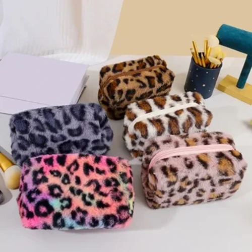 Vyoo vya Kubebeka vya Kutunza Ngozi Begi ya Kuhifadhi Bidhaa ya Kuhifadhi Vipodozi vya Kusafiri Kipanga Vipodozi Mpya vya Leopard Chapisha Begi Laini laini la Vipodozi