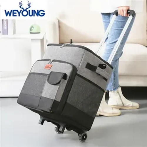 Tynnu Rod Bagiau Oerach Pecyn Inswleiddio Thermol Bwyd Cludadwy Diod Oer Oerach Gwersylla Oergell Pecyn Iâ Picnic Cinio Bag