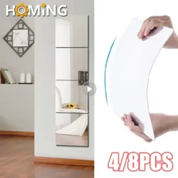 Kibandiko cha 4/8PCS cha Kioo cha 3D cha Ukutani chenye Viwango Vingi vya DIY TV Mandharinyuma Vibandiko vya Sebule Mapambo ya Ukutani Mapambo ya Bafuni ya Nyumbani
