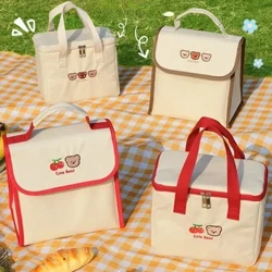 Leuke lunchtas Canvas met grote capaciteit Anti-koeling Handtas Aluminiumfolie geïsoleerde voedseldoos Kantoormedewerker Draagbare Bento-tas