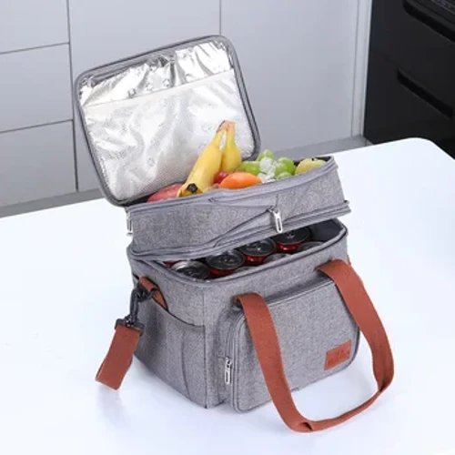 Fa'afa'alua Fa'aofuofu Oxford Ie Alumini Pepa A'ai Insulated Lunch ato mo tama'ita'i tama'i Tote maalili Pusa 'aiga a le tamaititi Bento ato lima.