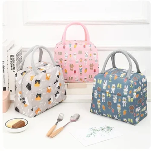 Fiambrera con patrón funcional, bolsa de almuerzo de lona aislada portátil, bolsas térmicas para comida, Picnic, bolsos para la comida para mujer y niños
