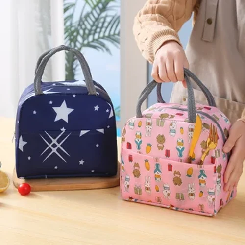 Bärbar Cartoon Tote Termisk Lunchväska Aluminiumfolie Kontorsstudent Bento Förvaringsisoleringspåsar Kylare Lunchväska för barn