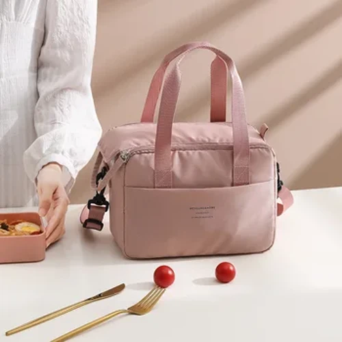 Bag Cinio Cludadwy Ar gyfer Merched OL Blwch Cinio wedi'i Inswleiddio â Thermol Bag llaw Tote Oerach Bagiau Bagiau Ysgwydd Bwyd Swyddfa Swyddfa Bento gwrth-ddŵr