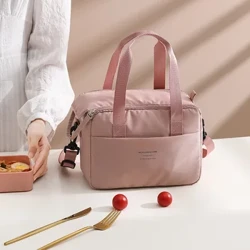 Bag Cinio Cludadwy Ar gyfer Merched OL Blwch Cinio wedi'i Inswleiddio â Thermol Bag llaw Tote Oerach Bagiau Bagiau Ysgwydd Bwyd Swyddfa Swyddfa Bento gwrth-ddŵr