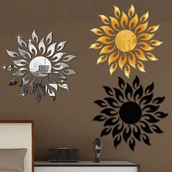 Sonneblummen Wandsticker 3D DIY Spigel Acryl Wandmal Decal Nordic Style Sticker Wunnzëmmer Schlofkummer Buedzëmmer Heem Dekor